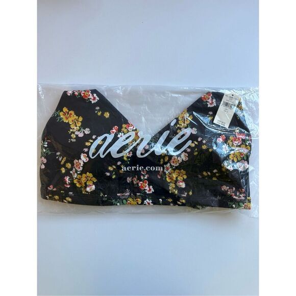 Size L OFFLINE by Aerie Goals Plunge Sports Bra in True Black - Picture 3 of 6